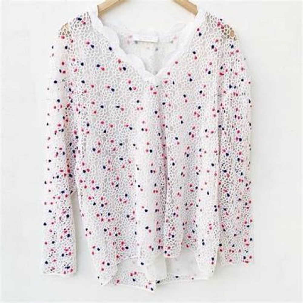 🤍Chloe Optic White Guipure Lace Cutout Blouse